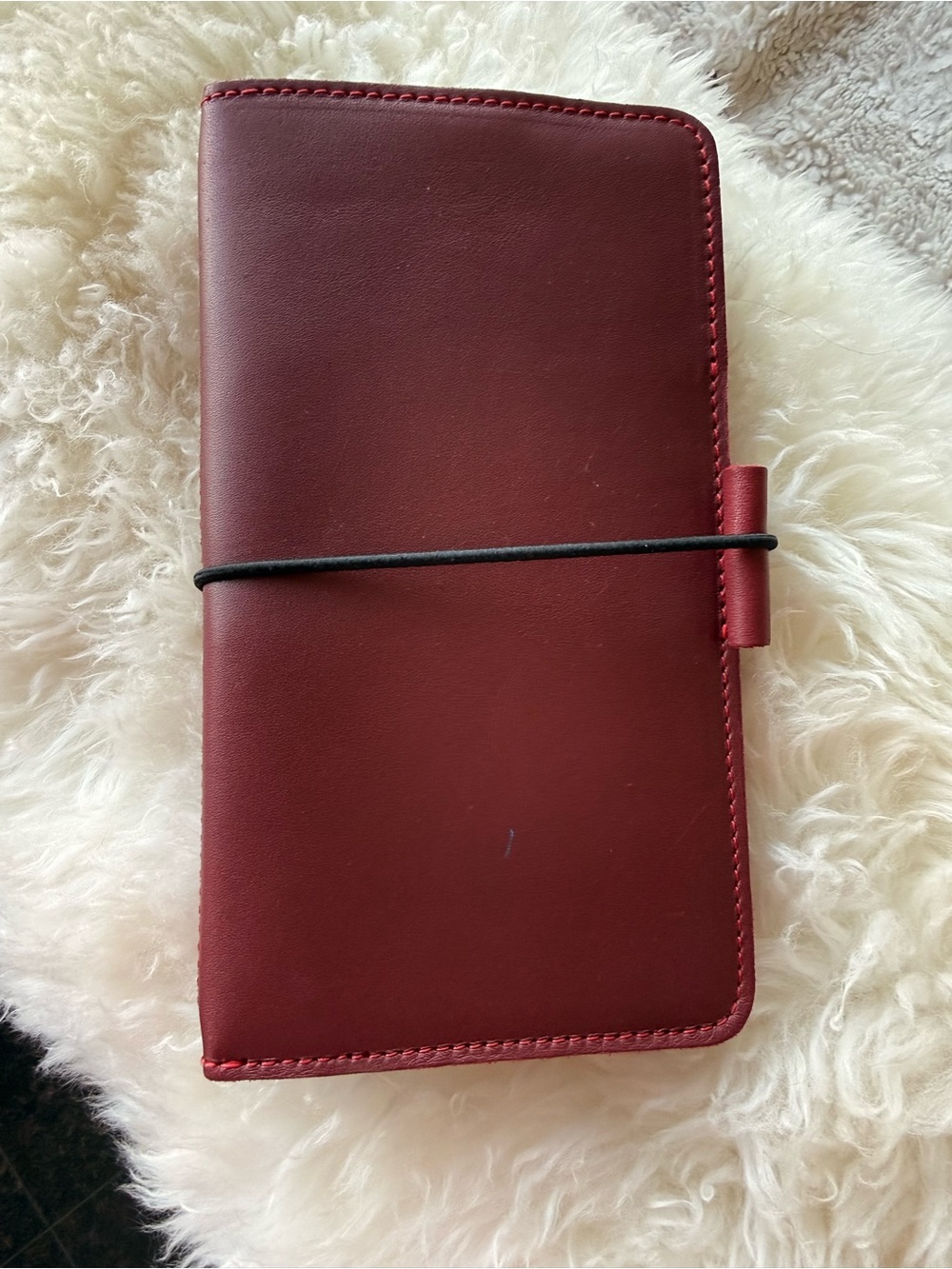 Burgundy Leather Notebook with Elastic Closure